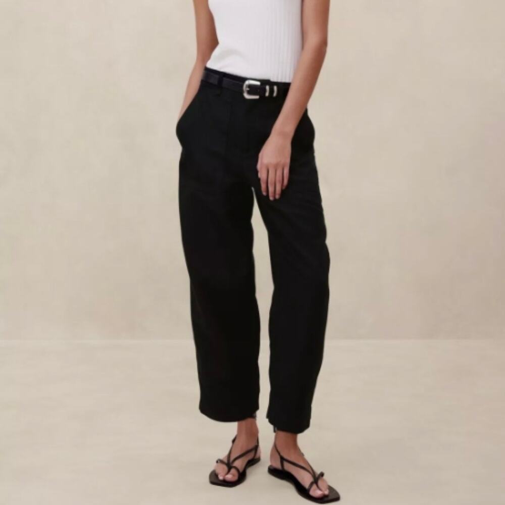 Banana Republic Mya Cotton Linen Cargo Pant Black 14 882900